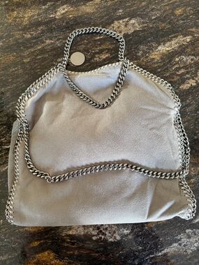 Stella McCartney Silver-Tone Chain Trim Gray Tote
